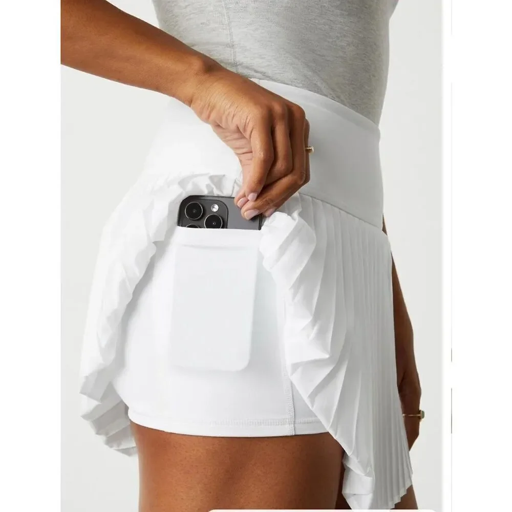 Fabletics Hot Shot Pleated Skirt Classic Mini / White / Size Large NWT